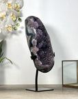 Natural Amethyst & Agate Geode full of Stalactite Formations - Metallic Stand Included - MWS2564