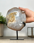 Natural Yellow Quartz Geode with Metallic Stand - MWS2425