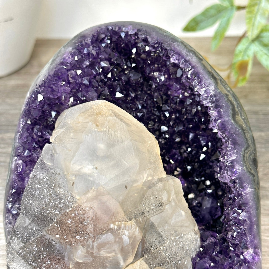 Deep Purple Amethyst Cathedral with Calcite Specimen - CBP1410