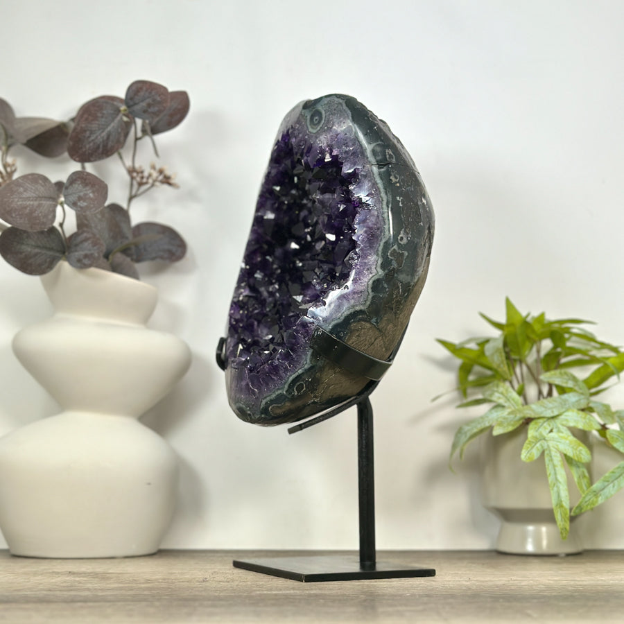 Natural Uruguayan Amethyst Geode with Green Jasper Shell - MWS3087