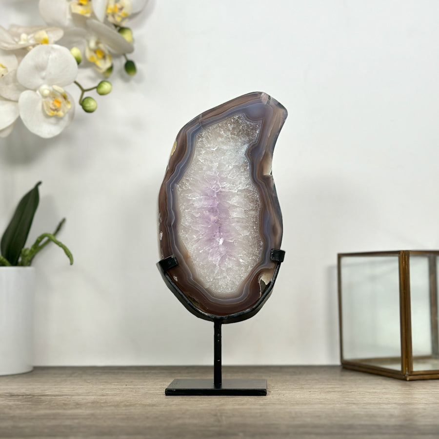 Natural Uruguayan Agate &amp; Quartz Stone Slice - MWS3011
