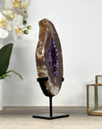 Natural Amethyst & Quartz Geode Slice with Metallic Stand - MWS2238