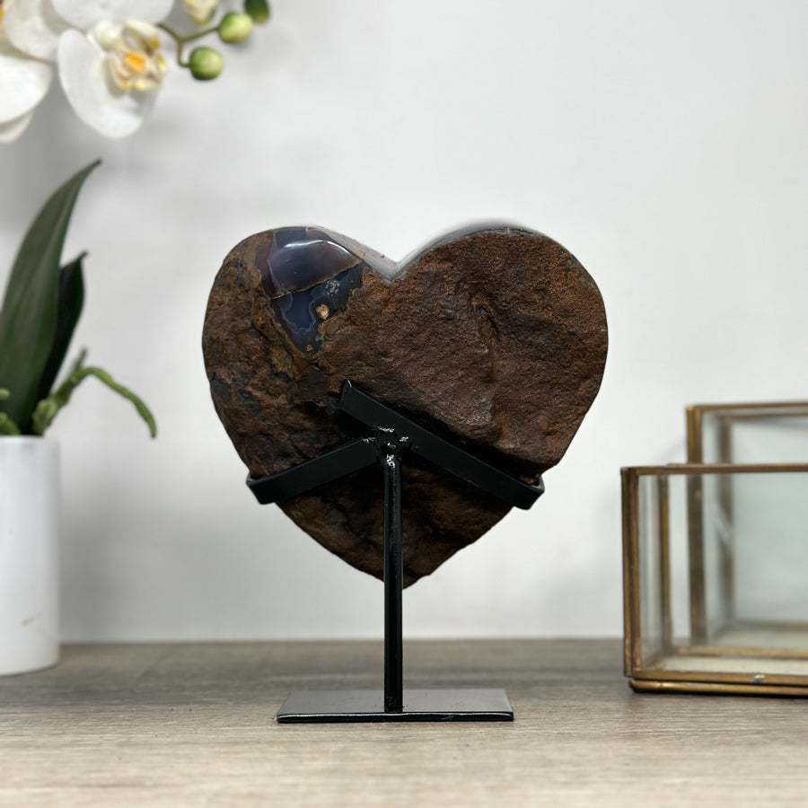 Stunning Amethyst &amp; Agate Stone Heart - HST0280