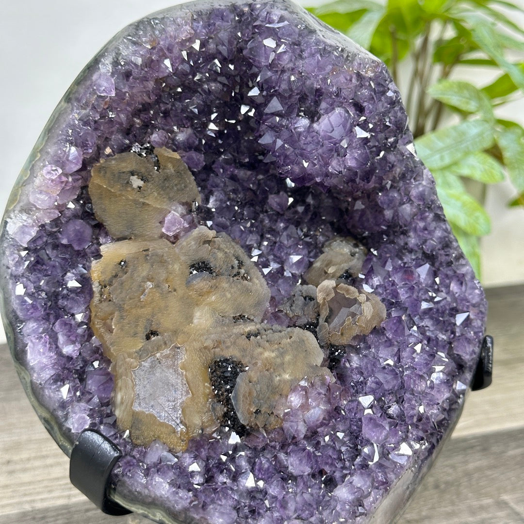 Natural Deep Purple Amethyst Geode with Calcite Inclusion - MWS3354
