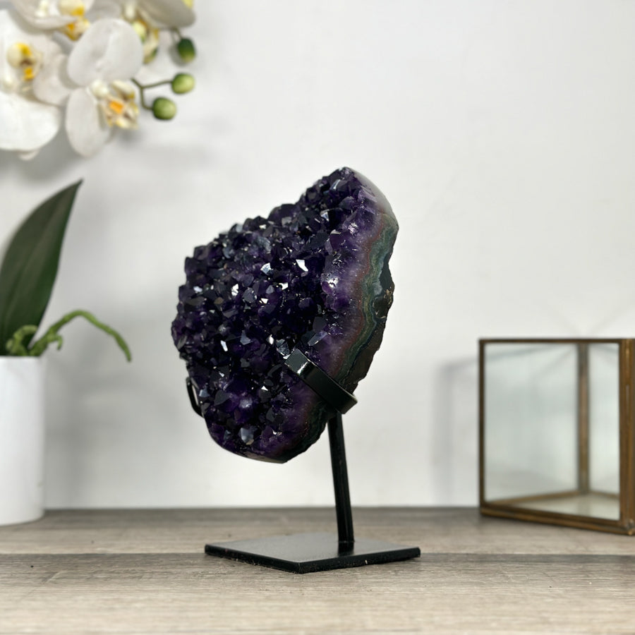 Deep Purple Amethyst Cluster on Metal Stand from Uruguay - MWS2770