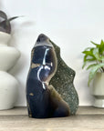 Unique Blue Banded Agate with Pink Amethyst Interior Statement Piece - CBP1397