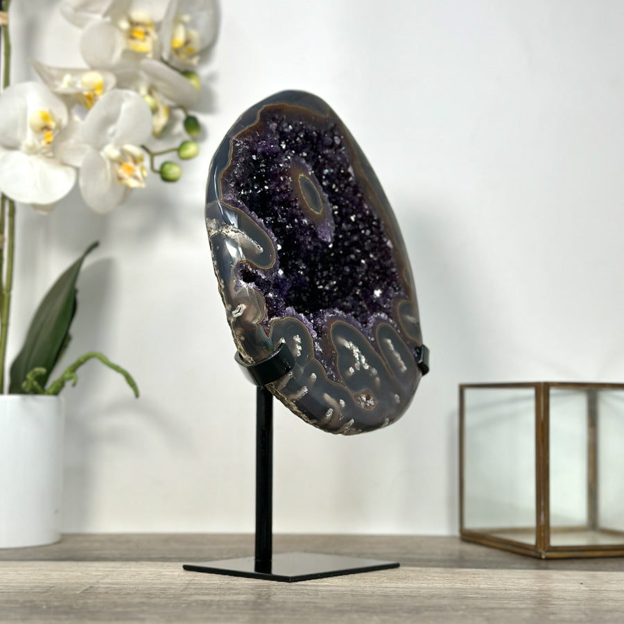 Amethyst Geode with Agate Shell for Home Decor Display