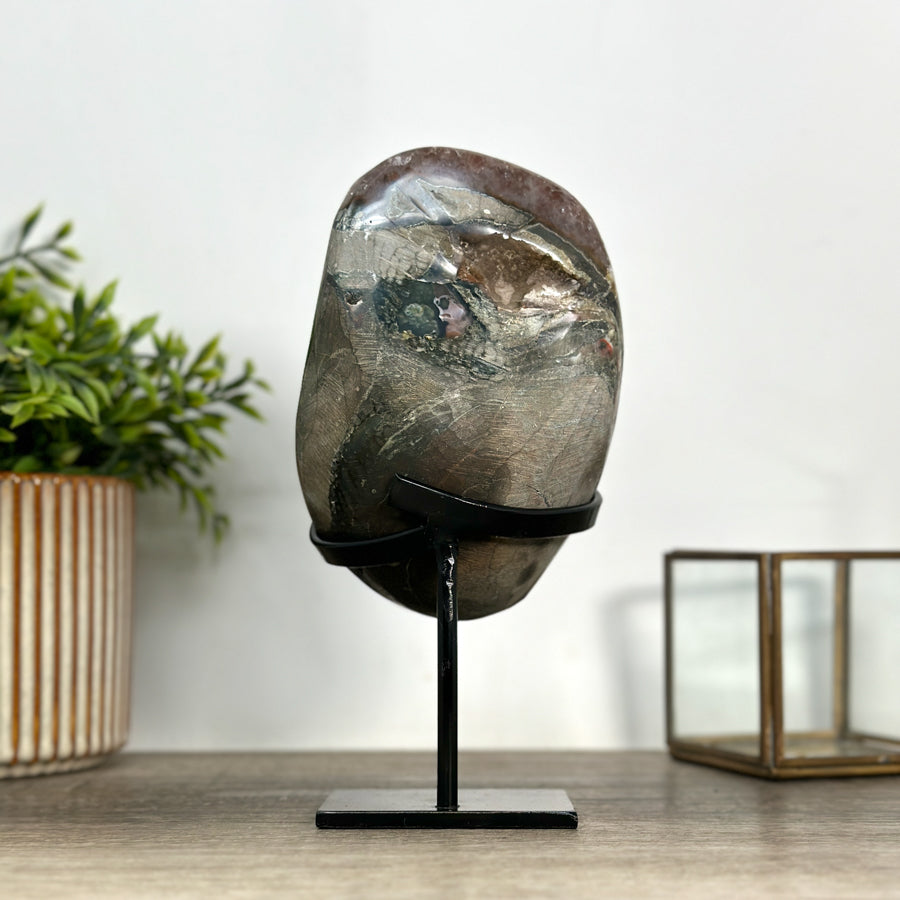 Amethyst Crystal Cluster on Metal Stand – Natural Purple Home Décor Accent - MWS2415