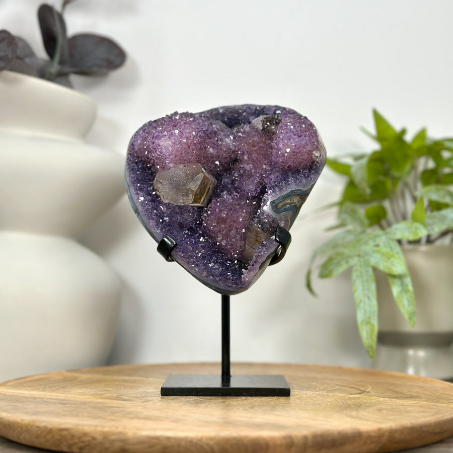 Rare Natural Amethyst Cluster with Unique Calcite Formations - MWS3049