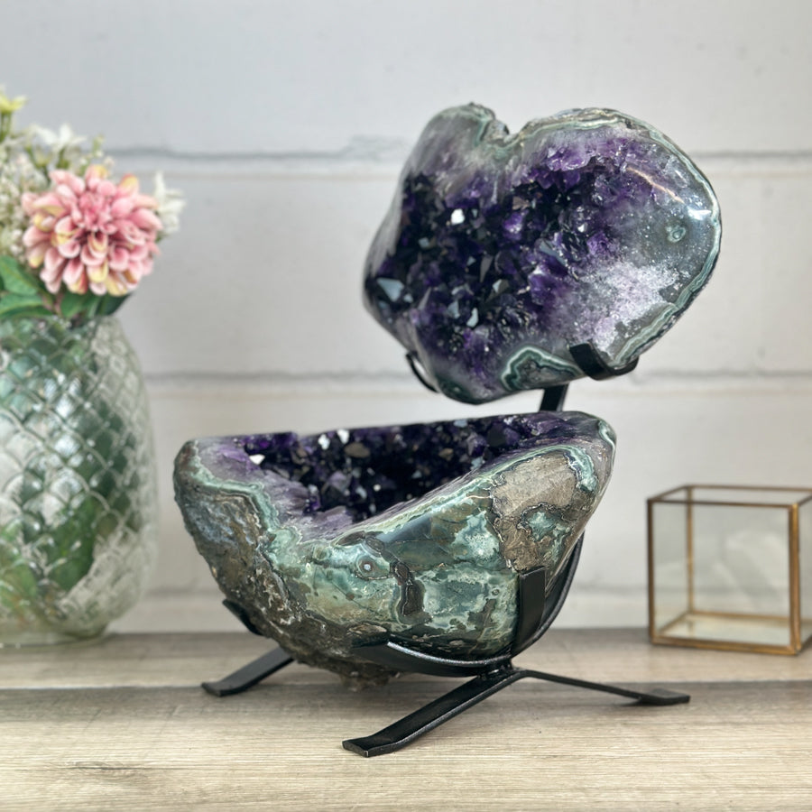 Huge 43 lb Natural Amethyst &amp; Green Jasper Geode - MWS2994