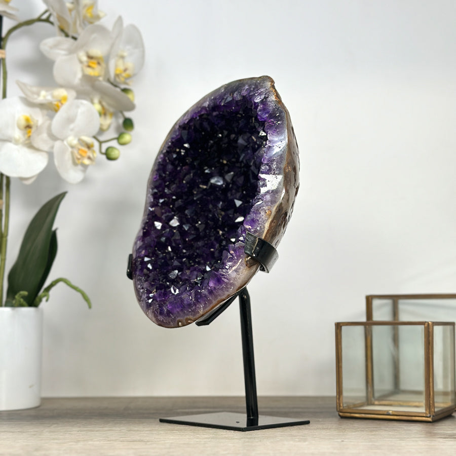 Natural Amethyst Geode with Deep Purple Crystals