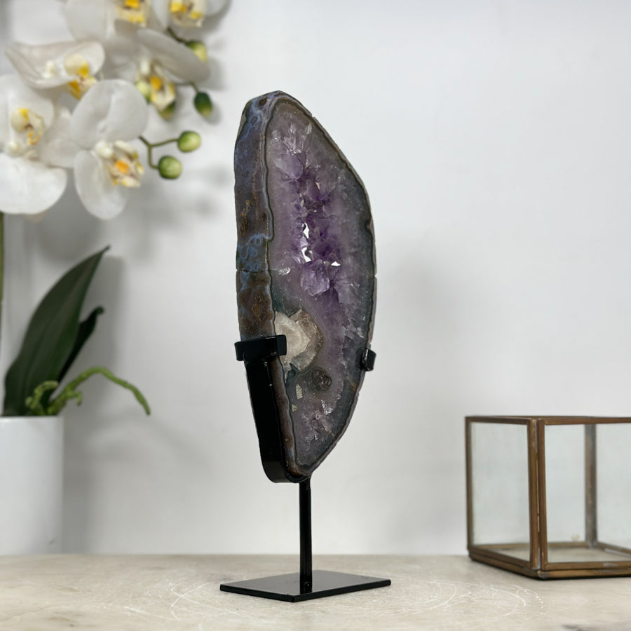 Natural Amethyst Geode Slice Portal with Stand - MWS1947