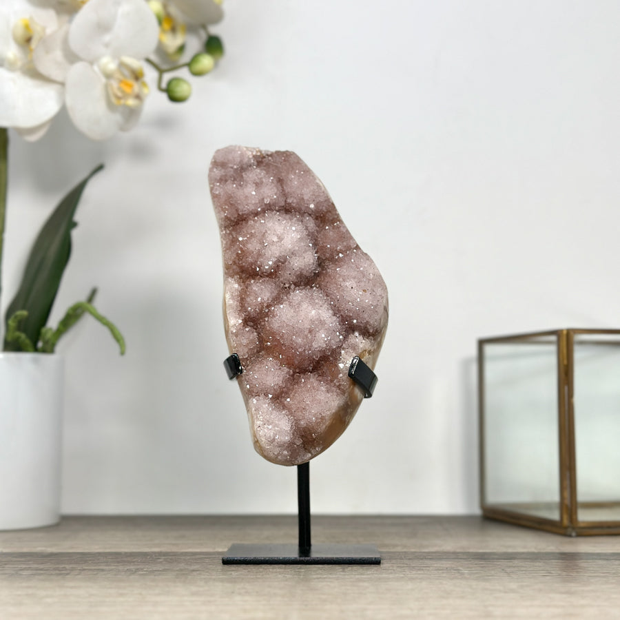 Natural Rainbow Quartz Cluster on Metal Stand - MWS2855