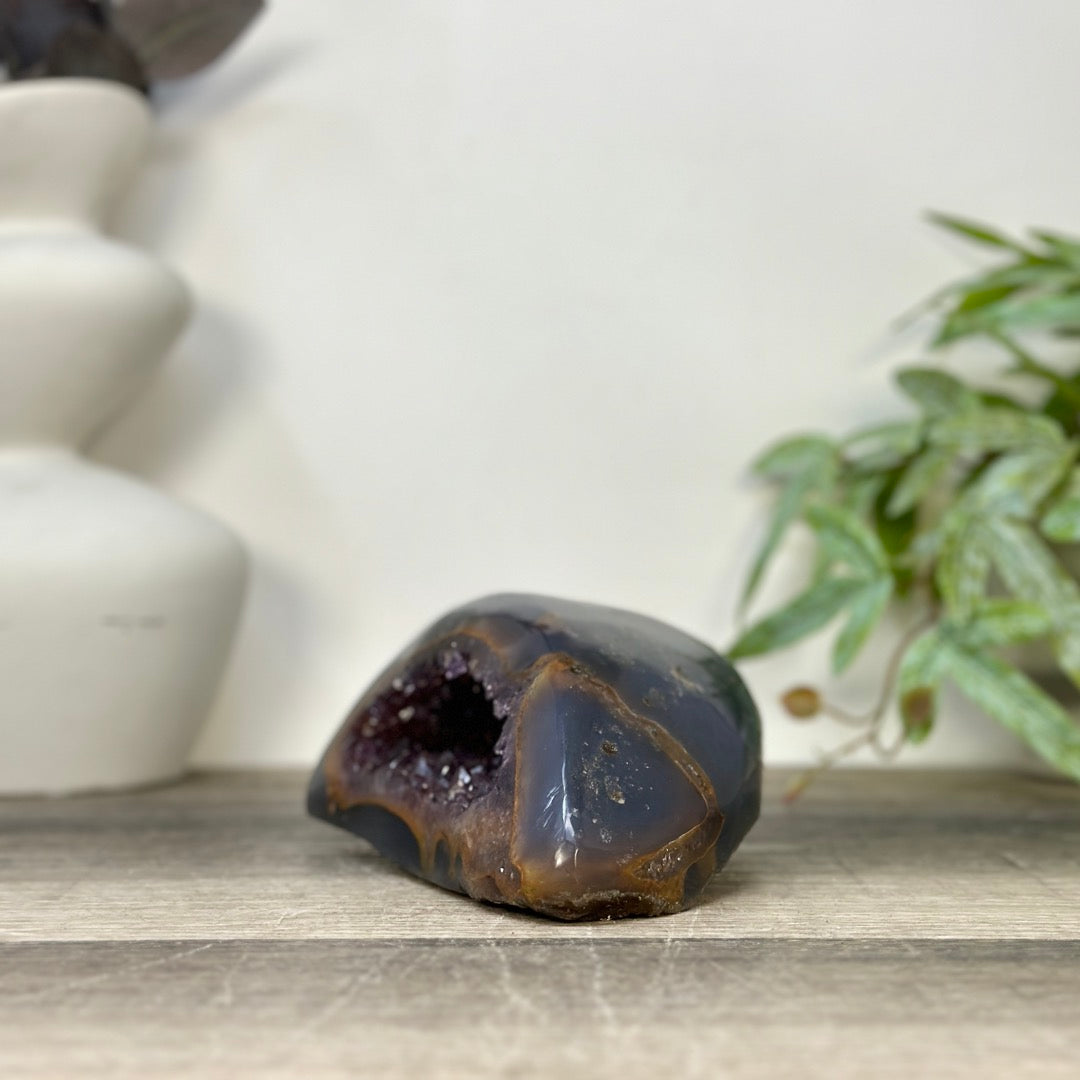 Amethyst &amp; Blue Agate Stone Geode - STGE0076