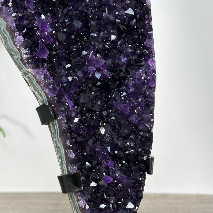 Deep Purple Amethyst Cluster with Green Jasper Matrix - Stand included - MWS2754