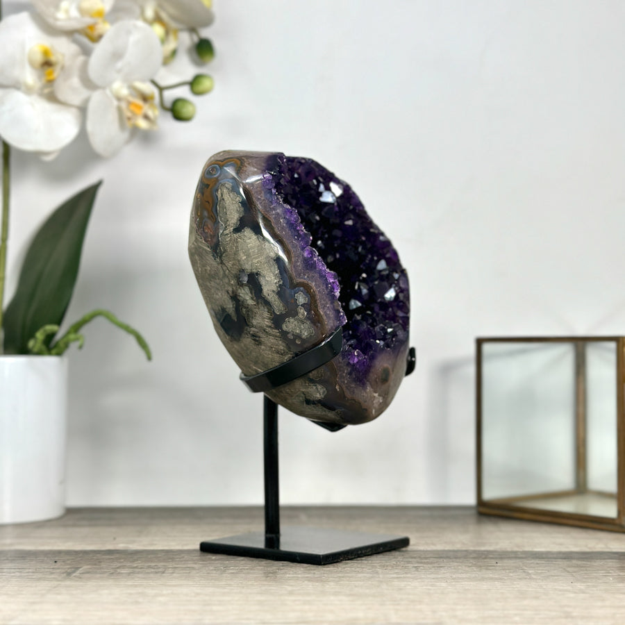 Deep Purple Amethyst Geode With Metal Stand - MWS2768