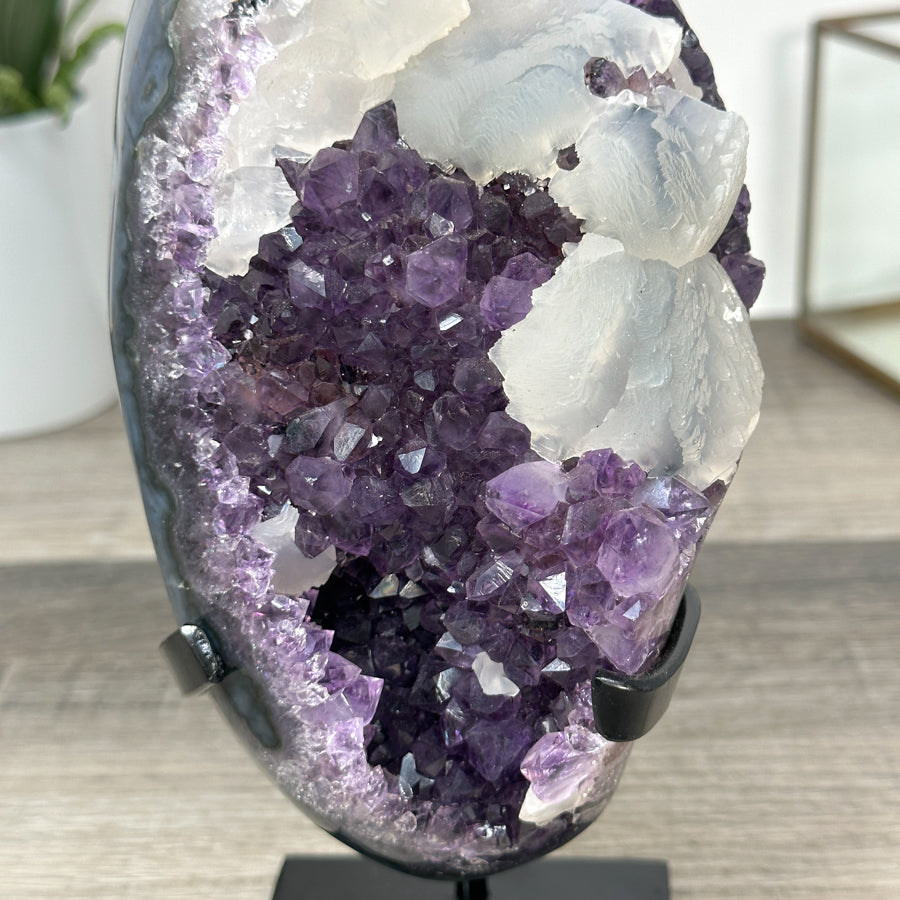 Amethyst Geode with Deep Purple Crystals and Calcite Formation - MWS2853