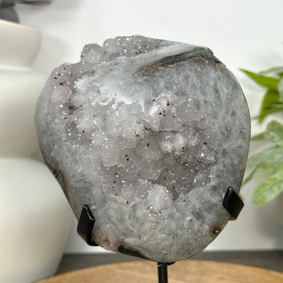 Natural Sugar Quartz Mineral Specimen on Metal Stand - MWS3048