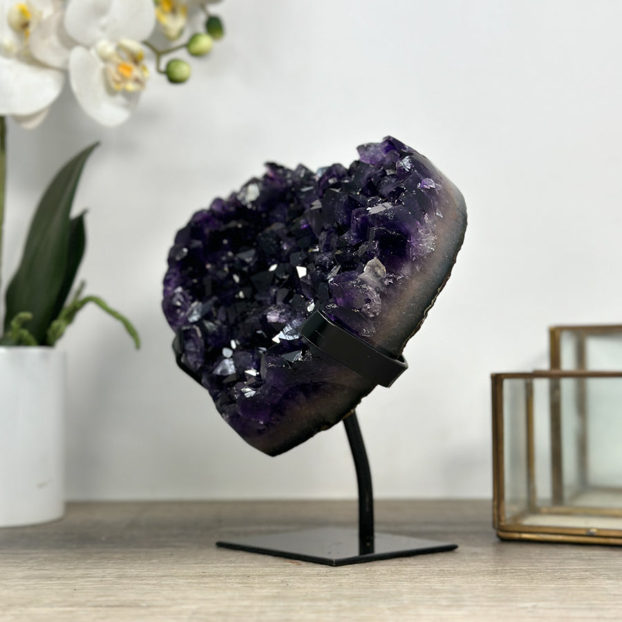 Deep Purple A grade Natural Heart Carving - HST0291