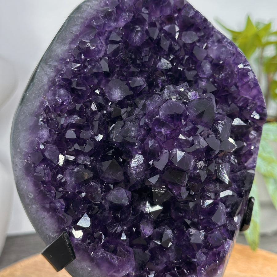 AAA Grade Amethyst Crystal Geode on Metal Stand - MWS3055