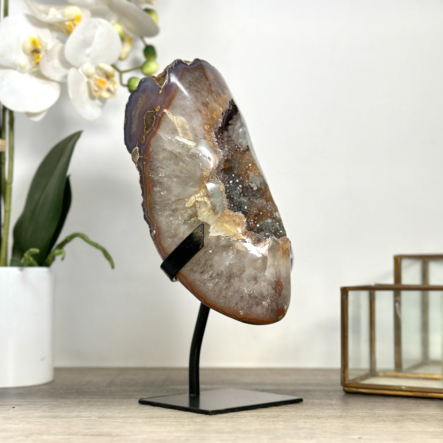 Natural Yellow &amp; Green Sugar Quartz Geode Specimen - MWS2264