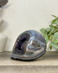 Deep Purple Amethyst & Blue Banded Agate Stone Geode from Uruguay - STGE0063