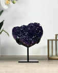 Natural Amethyst Stone Heart Carving with Stand - HST0309