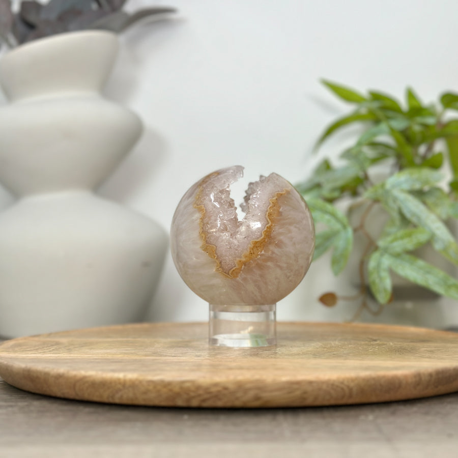 Yellow Tone Quartz Druzy Sphere Geode - SPH0172