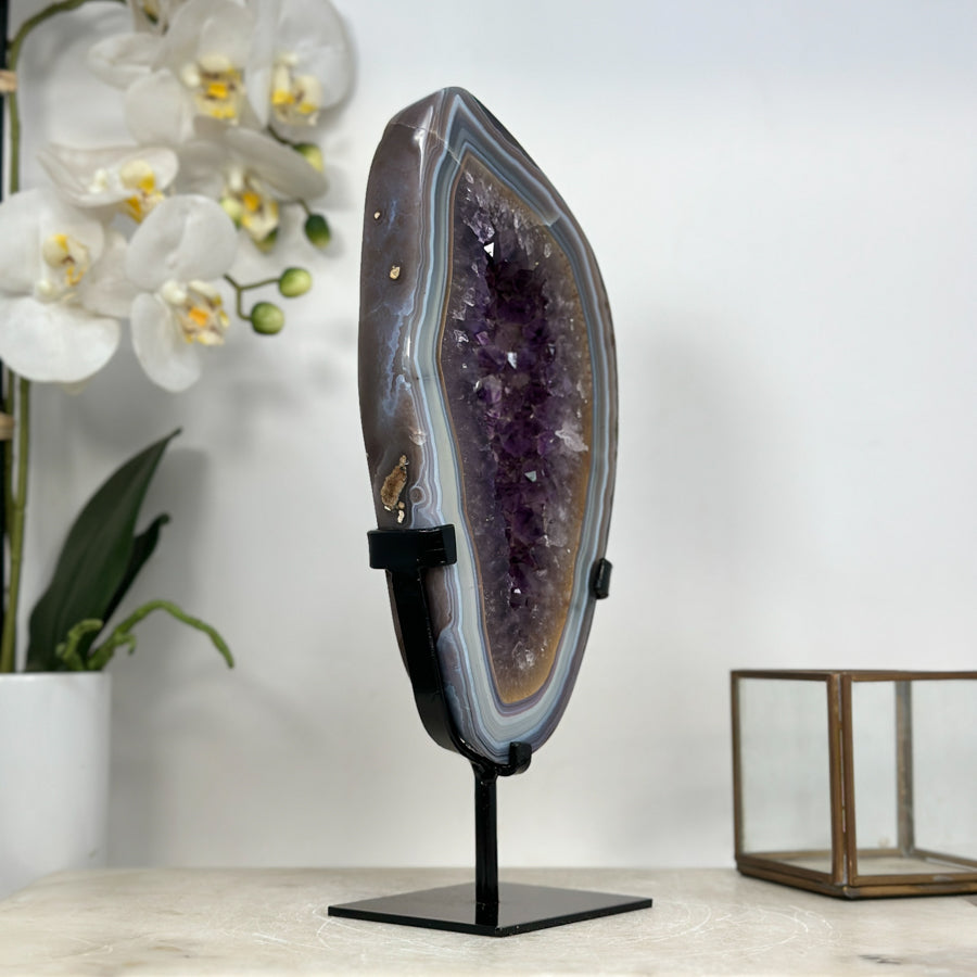 Unique Large Blue Banded Agate &amp; Amethyst Portal - MWS1956