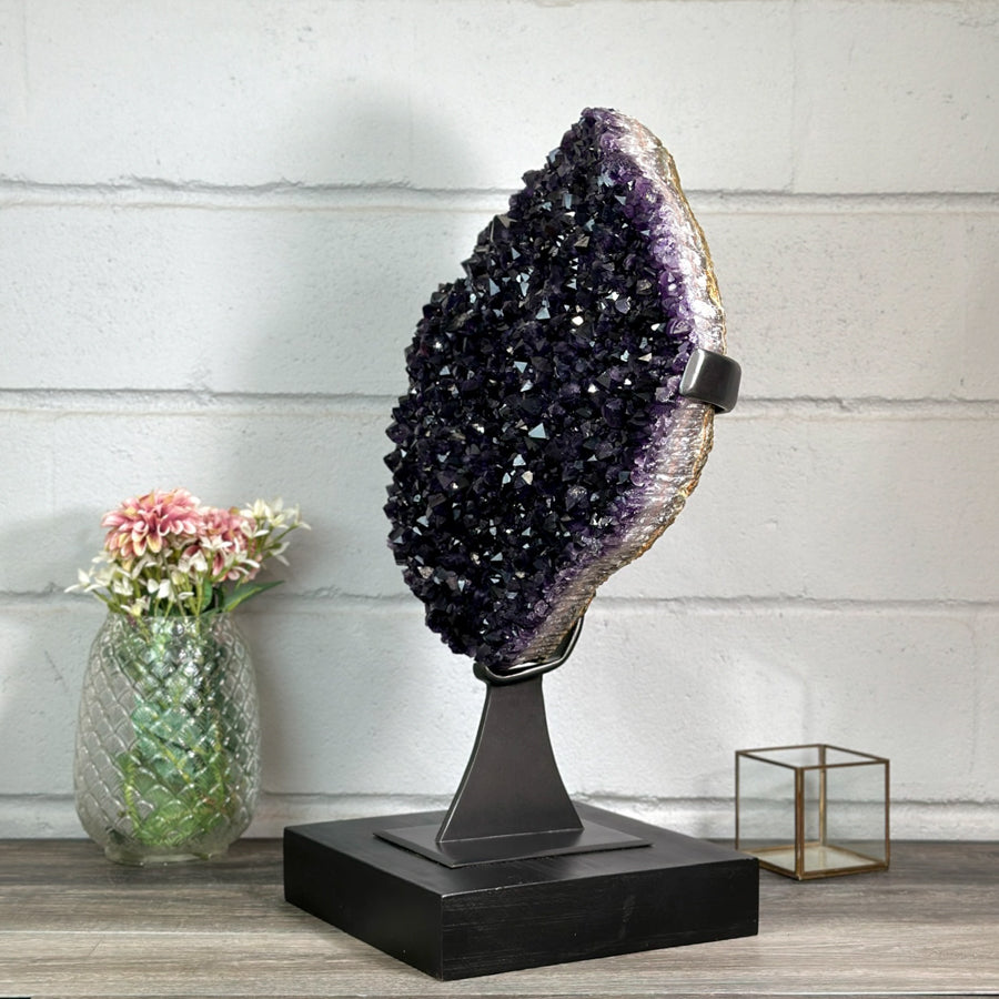 Natural Amethyst Crystal Cluster, Masive Top Quality Stetement Piece - Premium Stand Included - MWS2760