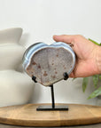 Blue Agate & Quartz Druzy Stone Heart - HST0350