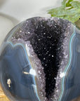 Blue Banded Agate & Amethyst Druzy Sphere Geode - SPH0194