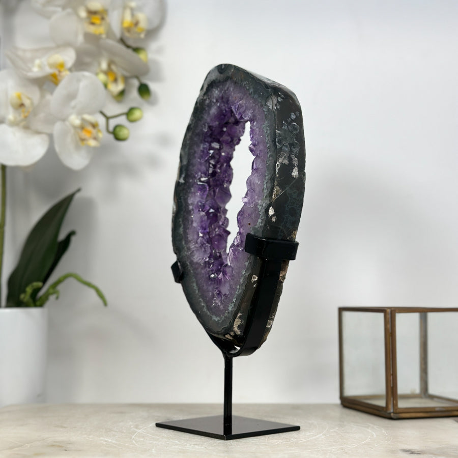 Large Stunning Amethyst Geode Slice, Crystal Portal - MWS1952
