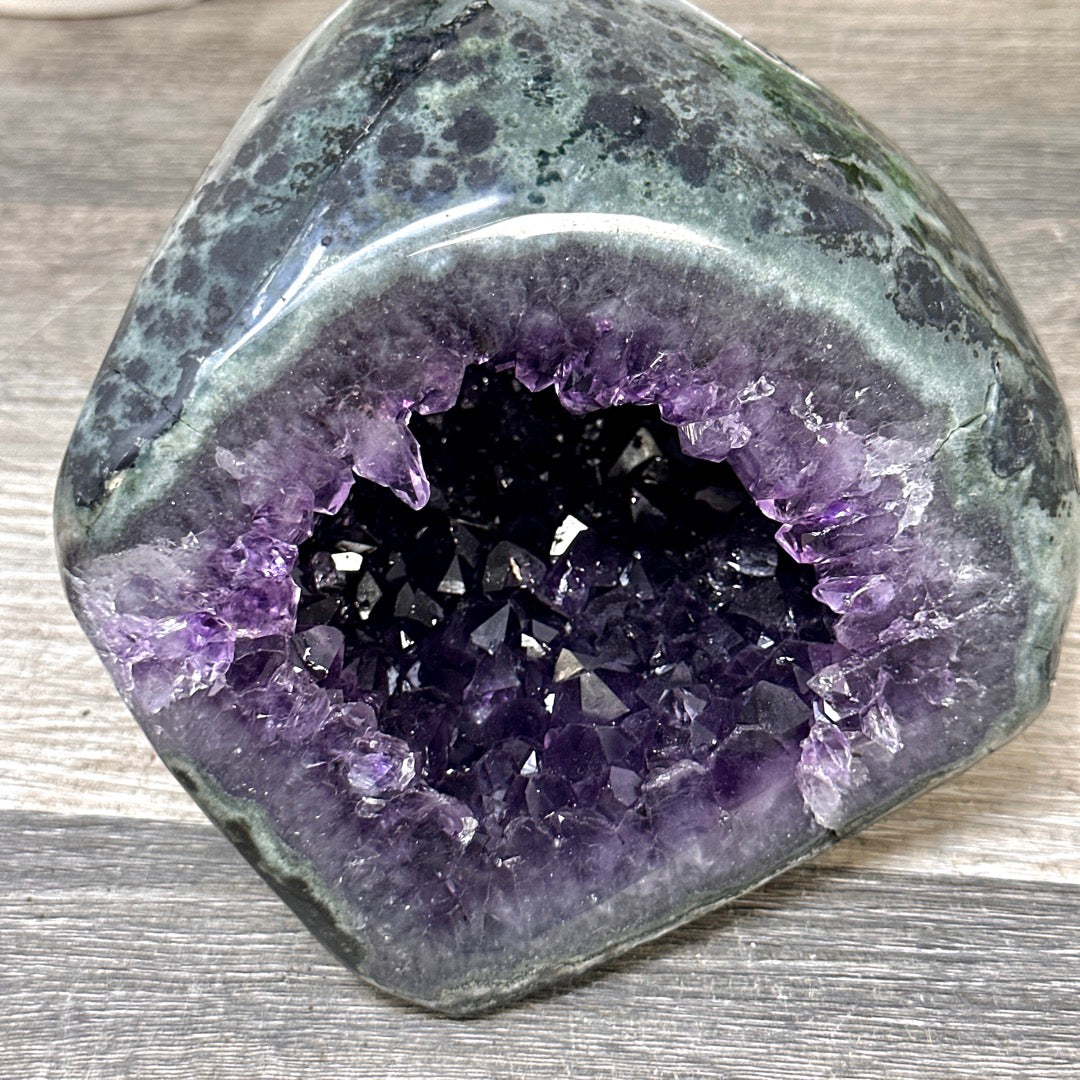 Natural Amethyst Geode with Green Jasper Shell - STGE0092