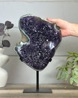Top Quality Natural Amethyst Crystal Cluster with Green Jasper - Stand Included - MWS3153