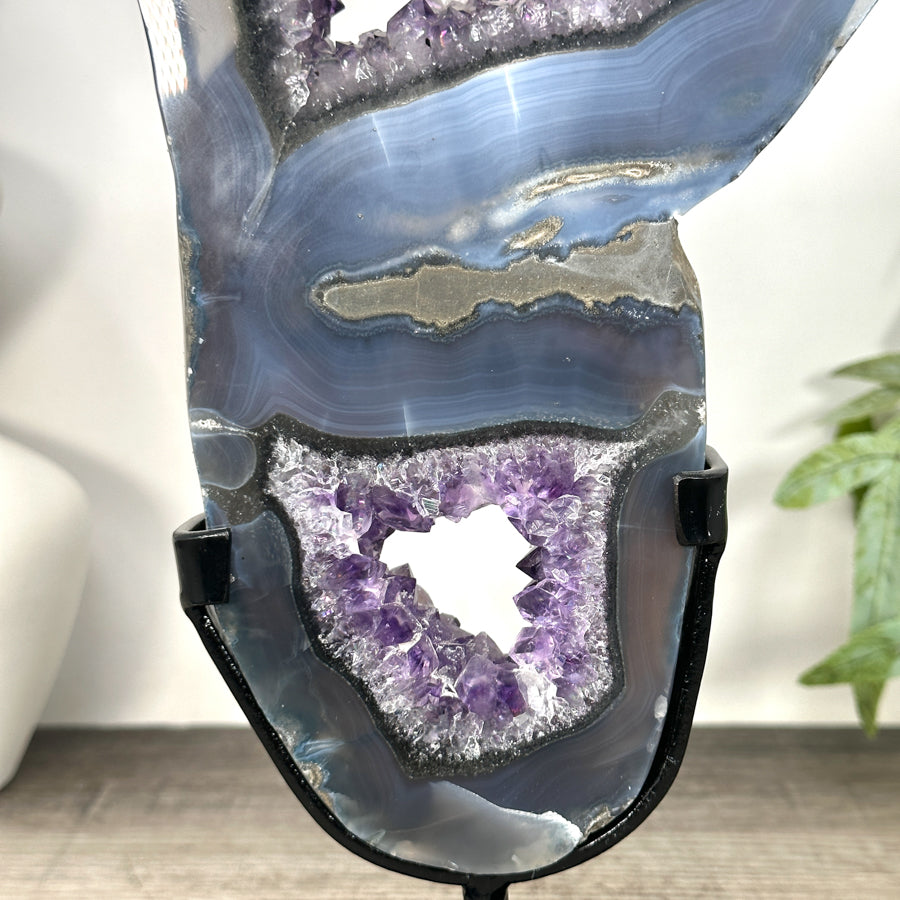 Unique Natural Uruguayan Amethyst &amp; Agate Slice Portal - MWS3249