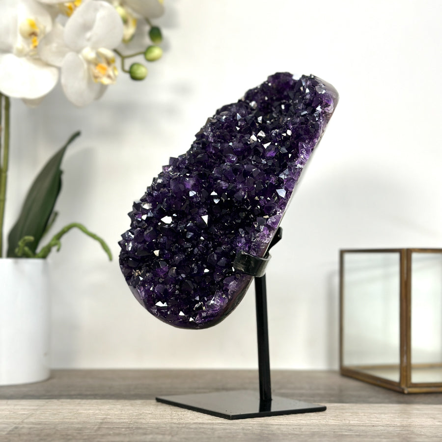 Amethyst Crystal Cluster on Stand – Vibrant Purple for Home Decor Display - MWS2609