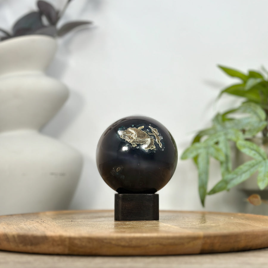 Quartz Druzy &amp; Agate Sphere Geode - SPH0198