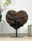 Natural Uruguayan Amethyst Heart Carving with Metal Stand - HST0292