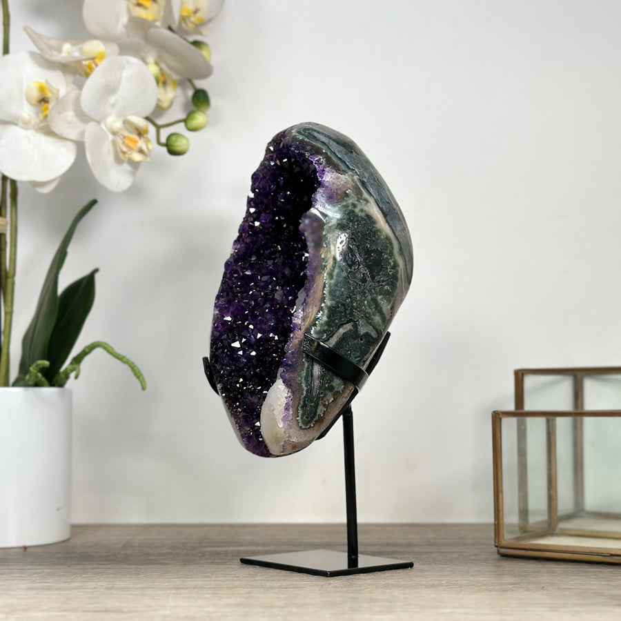 Natural Amethyst Geode with Green Jasper Shell - MWS2353