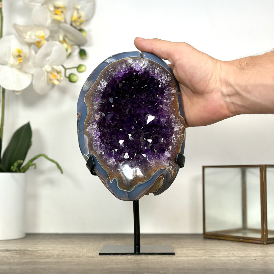 Top Grade Uruguayan Amethyst Geode with Agate Shell - MWS3019