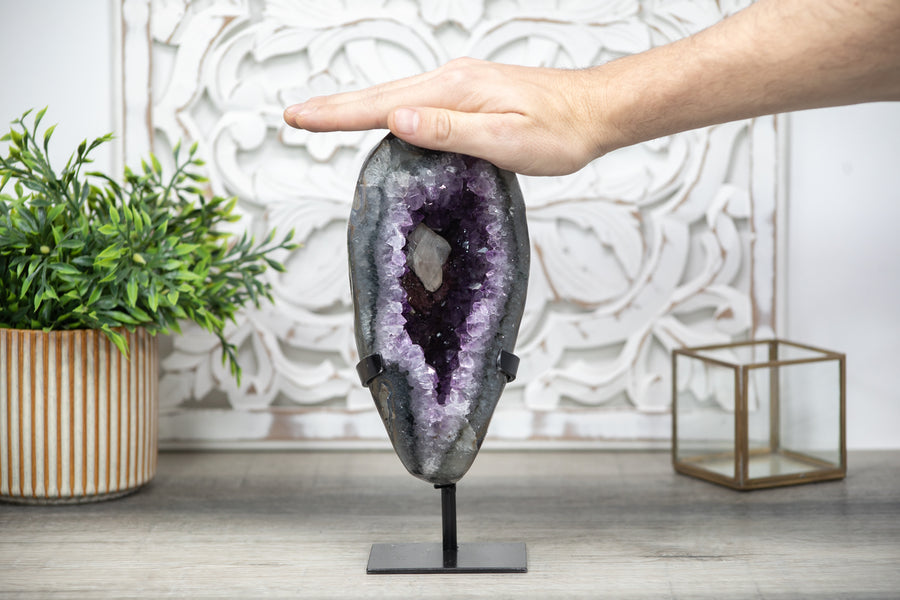 Beautiful Natural Amethyst Geode with Rare Calcite Formation - MWS0124