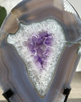Agate & Amethyst SLice with Metallic Stand - MWS2915