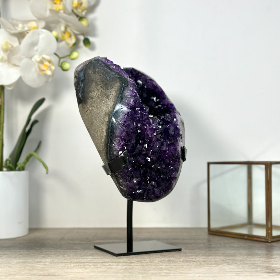 Uruguayan Amethyst Crystal - Custom Metal Stand Included - MWS2486