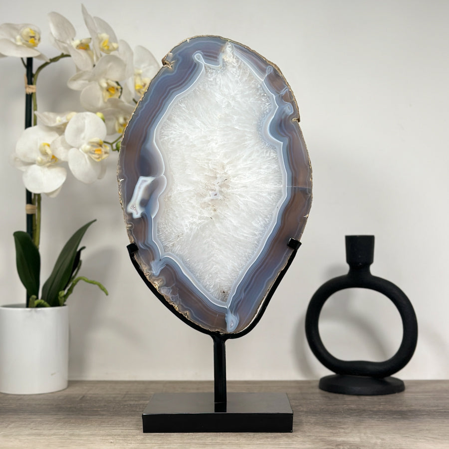 Portal Crystal, Display Minerals, Agate Slab, Natural Minerals from Uruguay, Handmade Polished, Crystal Shop, Good Energy, Natural Stones for Decor, Home Decor