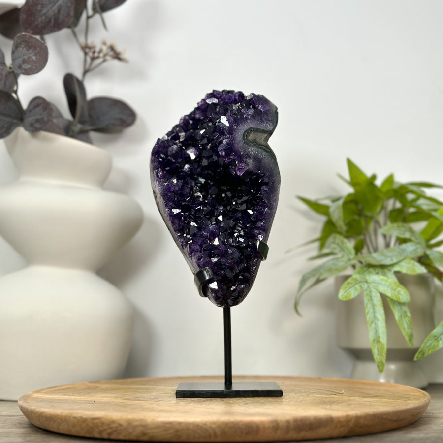 A+ Grade Amethyst Cluster from Uruguay on Metal Stand - MWS3060