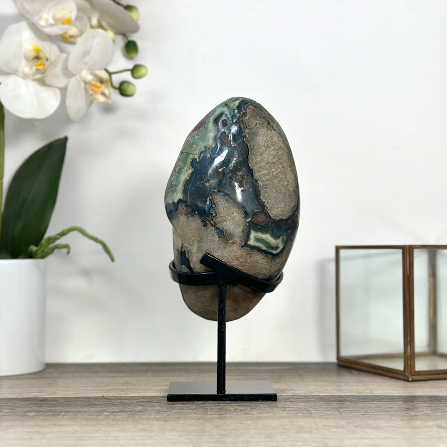 Natural Uruguayan Amethyst Cluster with Green Jasper Shell - MWS2814