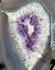 Agate & Amethyst Geode Slice on Metal Stand - MWS2921