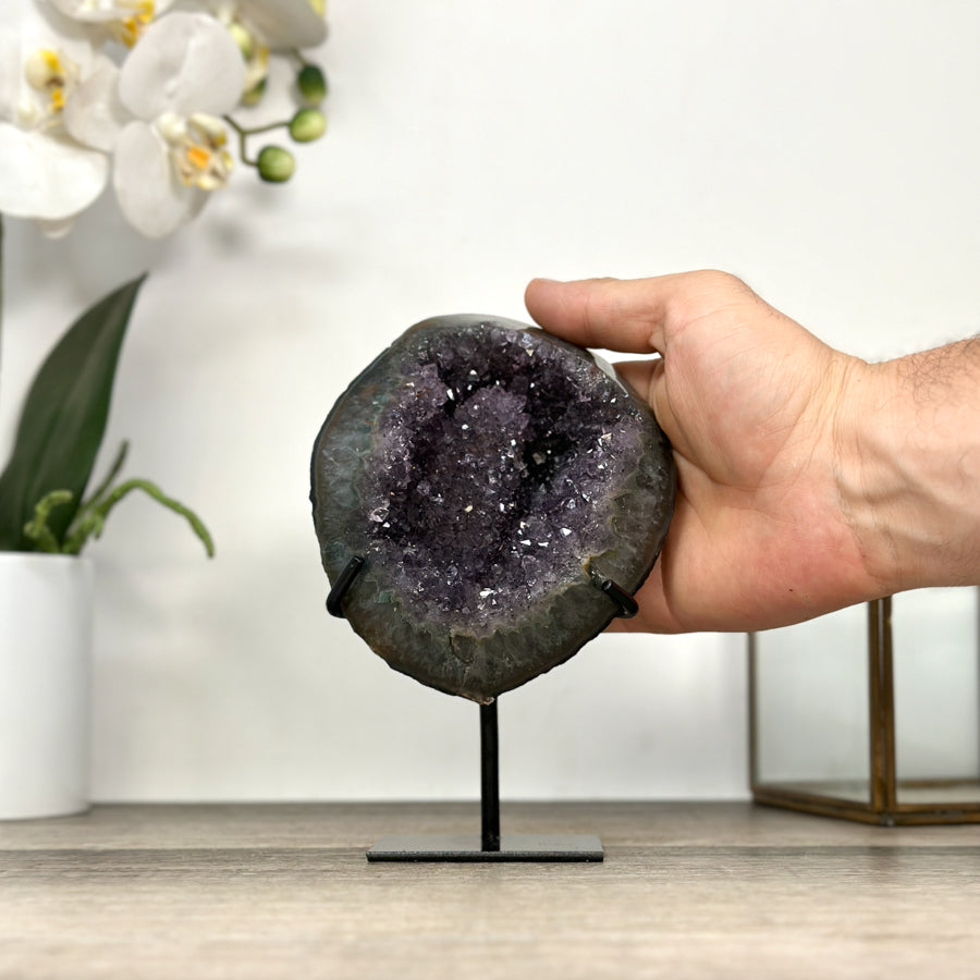Amethyst Geode on Stand with Calcite Formation - MWS2864