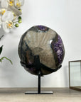 Amethyst Stone Geode with Hand Made Metallic Stand - MWS2433